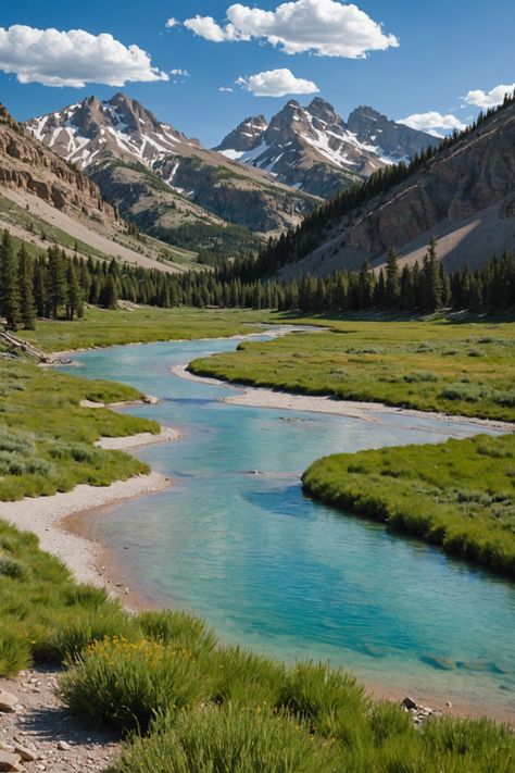 Natural Wonders: Soaking in Wyoming's Serene Hot Springs Nature, Cool Mountain Pictures, Yellowstone Mountains, Wyoming Hot Springs, Yellowstone Landscape, Kaitlyn Core, Yellowstone Aesthetic, Wyoming Aesthetic, Yellowstone Pictures