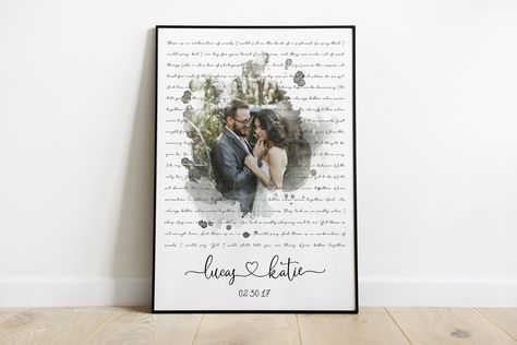 1st Wedding Anniversary Gift For Him, Song Lyrics Wall Art, Wedding Photo Gift, 1st Wedding Anniversary Gift, Lyrics Wall Art, Wedding Song Lyrics, Song Lyric Posters, Anniversary Gift For Husband, Song Lyrics Art