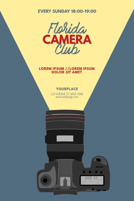 Camera Club Flyer Design Template | PosterMyWall School Club Flyers, Camera Design Art, Club Flyers Design, Art Club Flyer, Camera Poster Design, Flyers Design Ideas, Club Poster Ideas, Camera Graphic Design, School Flyer Design