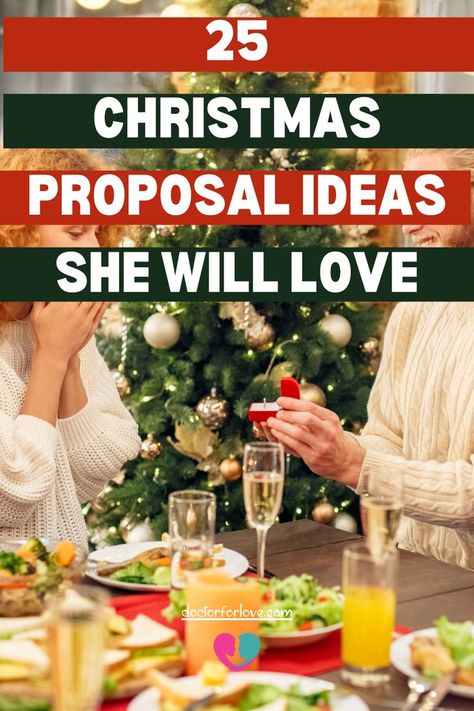 a man asking his girflriend to marry him at theChristmas table Christmas Proposal Ideas, Christmas Wedding Proposal, Cute Ways To Propose, Romantic Ways To Propose, Best Ways To Propose, Winter Proposal, Christmas Proposal, Ways To Propose, Romantic Proposal