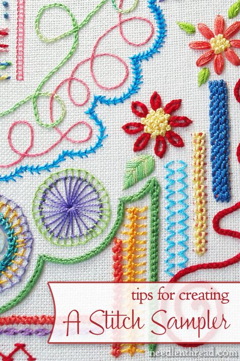 Embroidery Crafts, Pola Bordir, Stitch Sampler, Hobby Ideas, Embroidery Sampler, Embroidery Stitches Tutorial, Embroidery Videos, Pola Sulam, Needlework Embroidery