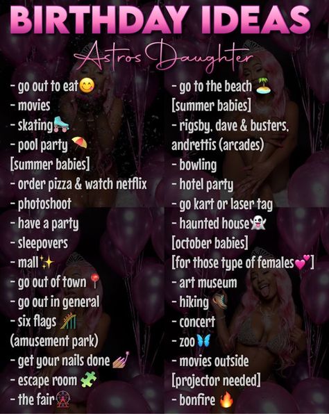 Birthday Sleepover Ideas For Teens 12, Stuff To Do On Your Birthday Ideas, Bday Places To Go, Fun Stuff To Do On Your Birthday, Things To On Your Birthday, Cool Things To Do On Your Birthday, Things To Get For Bday, Places To Go On Birthday, What To Want For Your Birthday