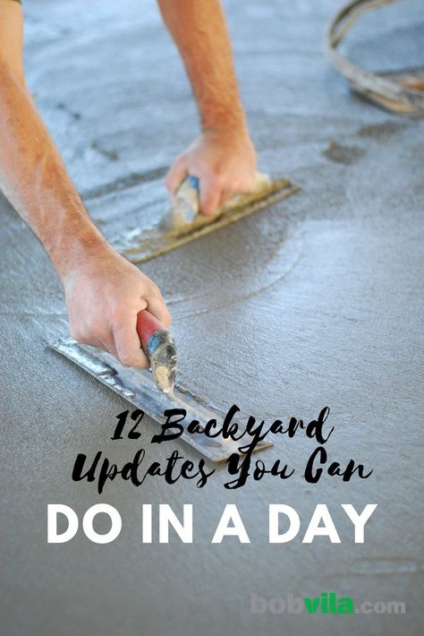 12 backyard updates you can do in a day Easy Backyard Updates, Backyard Redo On A Budget, Backyard Landscaping On A Budget Diy, Cheap Backyard Makeover Diy, Backyard Remodel On A Budget, Family Friendly Backyard, Backyard Updates, Concrete Pathway, Yard Oasis