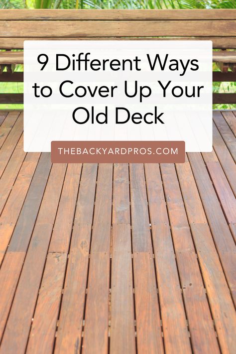 Revive your outdoor space with these 9 inventive ideas to breathe new life into your old deck. discover how to transform your weathered wood into a stylish retreat perfect for lounging or entertaining guests. Easy Deck Covering Ideas, Wood Porch Makeover On A Budget, Back Deck Transformation, Covering Deck Ideas, Diy Deck Flooring Ideas, Removing Deck For Patio, Outdoor Deck Flooring Ideas, Backyard Wood Deck Ideas, Back Door Deck Ideas