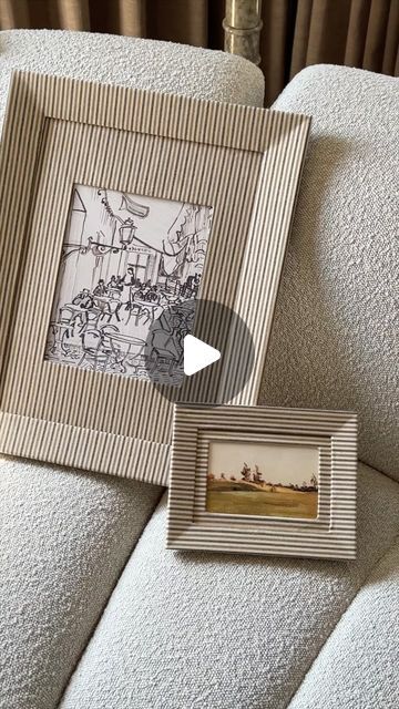 Lone Fox by Drew Michael Scott on Instagram: "Okkkk, so wrapping frames & mats in fabric is ABSOLUTELY my new favorite project! It adds so much extra interest to a print, photo or piece of art 🤩 Would you give this project a go? #diy" Fabric Covered Frames Diy, Fabric Photo Frames, Fabric Frames Diy, Framed Fabric Artwork, Matting And Framing Ideas, Fabric In Frames Wall Art, Fabric Wrapped Frame, Picture Frame Wrapping Ideas, Wallpaper In A Frame