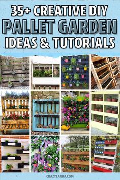 If you have some left over pallets and need a weekend DIY project for your porch or backyard, check out these awesome vertical pallet garden ideas, plant holders and herb gardens for inspiration! #palletgarden #gardenideas #diy #palletideas Pallet Garden Ideas Diy, Pallet Garden Walls, Pallet Garden Ideas, Potager Palettes, Vertical Pallet Garden, Herb Garden Pallet, Outdoor Pallet Projects, Tattoo Plant, Pallet Projects Garden