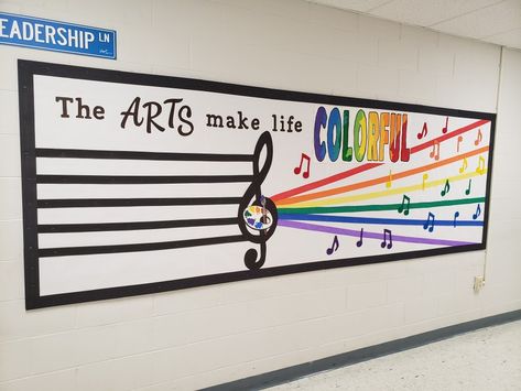 Art and Music bulletin board for the beginning of the school year. Art And Music Bulletin Board, Bulletin Board Ideas Music, Back To School Music Bulletin Boards, Music Themed Bulletin Boards, Music Bulletin Board, Music Bulletin Boards, Class Bulletin Boards, Art Bulletin Boards, Music Competition