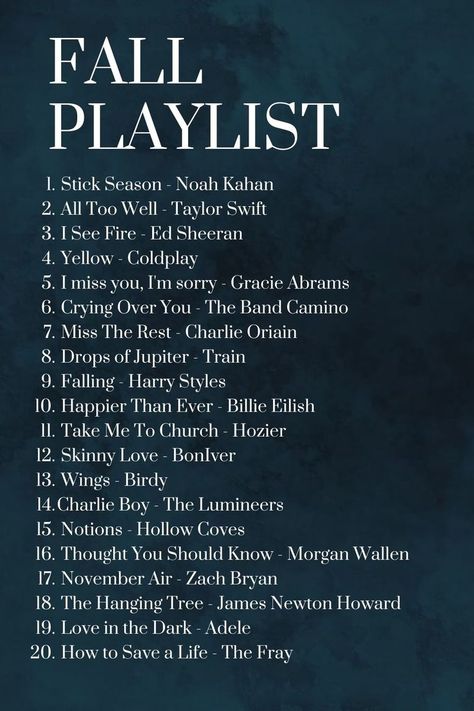 Songs I Love Playlist Cover, Fall Alternative Playlist, Autumn Aesthetic Playlist Cover, Fall Country Songs, Songs For Autumn Playlist, Autumn Aesthetic Spotify Cover, Fall Music Playlist Cover, Spotify Playlist Names Autumn, Fall Country Playlist