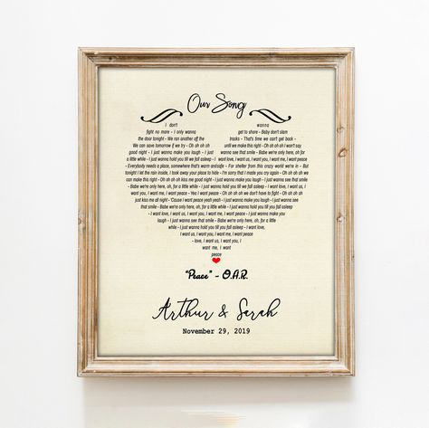 Valentine's Day Gift For Husband, Paper Anniversary Gift Song Lyrics Wall Art, Valentines Day Gift For Couples, Song Lyrics Heart Print Wedding Song Art, Song Lyrics Wall Art, Paper Anniversary Gift, Lyrics Wall Art, Wedding Song Lyrics, Aniversary Gifts, Soundwave Art, Song Lyric Print, Song Lyrics Art