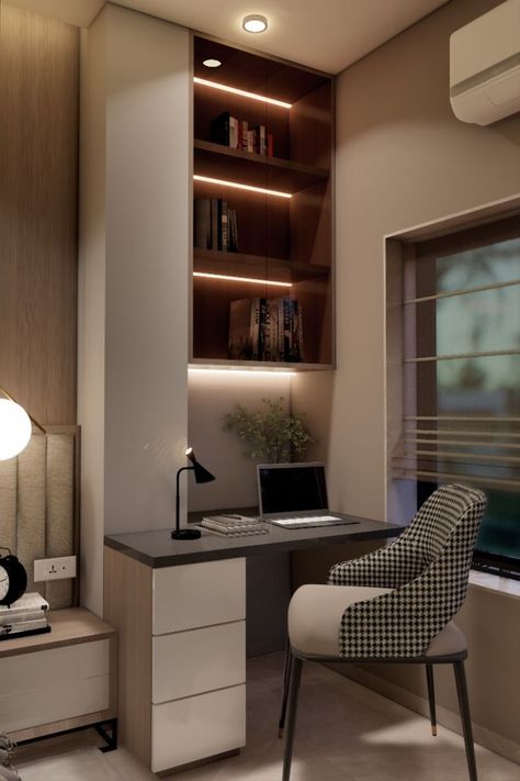 Study Ledge, Workspaces Design, Bedroom Study Area, Small Study Table, Study Room Small, Home Study Rooms, Personal Office, Bedroom Workspace, Bedroom Ideas For Small Rooms Cozy