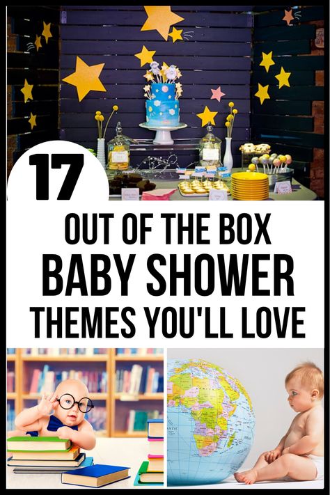 Want something different? Try these unique baby shower themes that you haven't heard of yet! This list of baby shower ideas will help you plan the best shower ever. #babyshower #babyshowerthemes #babyshowerparty #themedshower #partyideas Non Themed Baby Shower Ideas, Basic Baby Shower Ideas, Art Baby Shower Theme, Office Themed Baby Shower Ideas, Unique Baby Boy Shower Themes, Cool Baby Shower Themes, Third Baby Shower Ideas, Baby Boy Shower Theme Ideas, 3rd Baby Shower Ideas