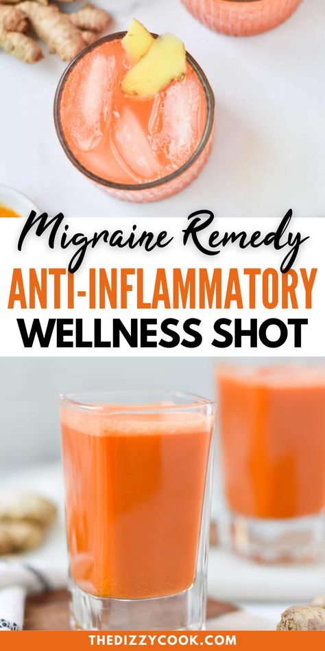 Ginger Wellness Shots, Migraine Remedy, Headache Diet, Foods For Migraines, Natural Migraine Relief, Migraine Diet, Turmeric And Ginger, Turmeric Shots, Remedies For Nausea