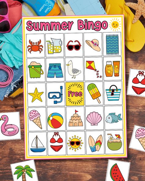 Beach Bingo Cards Free Printable, Carnival Bingo Free Printable, Kids Bingo Printable Free, Summer Bingo Printable Free, Bingo For Kids Free Printable, Free Bingo Cards Printable, Bingo Printable Free, Bingo Pictures, Homemade Playdoh