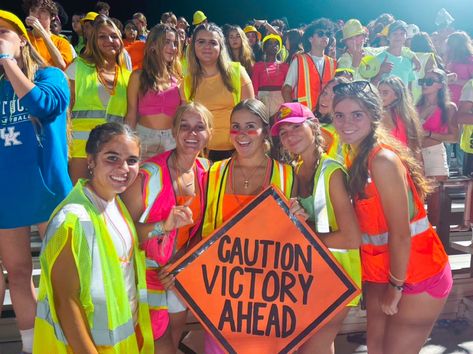 construction/neon football game theme Neon Construction Football Theme, Construction Theme Football Game, Construction Football Game Theme, Neon Football Theme, Neon Football Game Theme Outfit, Neon Out Football Game, Neon Football Game, Football Game Themes, Pep Rally Themes