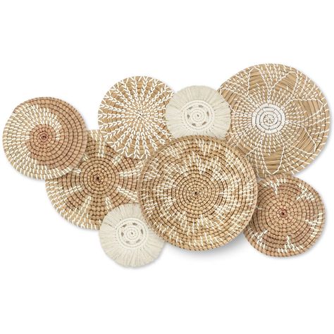 PRICES MAY VARY. Embellish Your Space: basket wall decor set is a desirable alternative to artwork and prints, which will add elegance texture and create a modern natural aesthetic feeling to your space Abundant to Choose: you will receive 8 pieces of woven wall baskets in different styles, the sizes vary from 7.8 inch to 11.8 inch, suitable for wall decorating use, the quantity and sizes are enough for your daily needs and replacement demands, you can mix and match them as you need, making your Woven Wall Basket Decor, Wall Baskets Decor, Boho Wall Basket Decor, Woven Basket Wall Decor, Wicker Wall Baskets, Boho Basket Wall, Rattan Wall Decor, Wicker Wall Decor, Woven Basket Wall