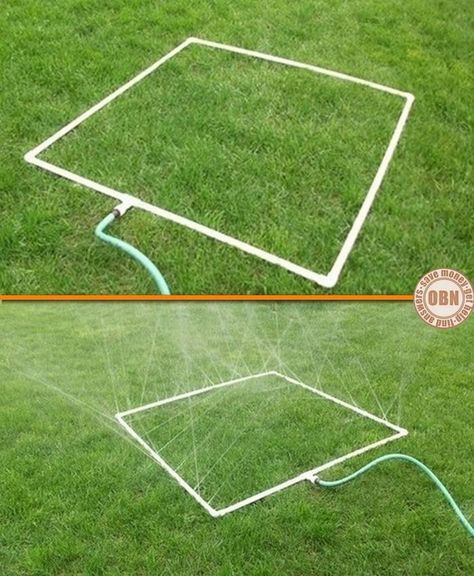 PVC Sprinkler --- wonder if it could be made more like a soaker than a sprinkler? Sprinkler Cover Ideas, Pvc Sprinkler, Homemade Sprinkler, Dog Sprinkler, Gardening Business, Garden Ideas Diy Cheap, Outdoor Dog Bed, Pvc Projects, Desain Furnitur Modern