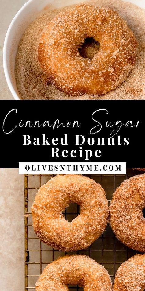 These cinnamon sugar donuts are the perfect baked donut for all your fall and winter mornings. They are soft, fluffy and warm cinnamon donuts, dipped in melted butter and rolled in a homemade cinnamon sugar mixture. Donut Pan Recipe, Sugar Donuts Recipe, Sugar Free Donuts, Baked Items, Baked Donut, Easy Donut Recipe, Donut Pan, Chocolate Covered Katie, Homemade Donuts Recipe