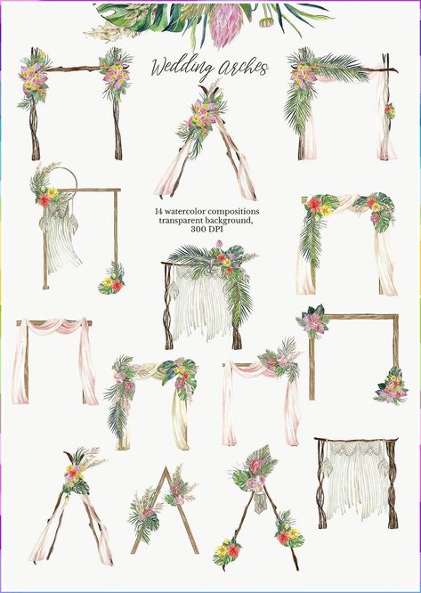 Wedding Arch - Search for your desired products at Amazon.com. Buy them IMMEDIATELY! Projek Diy, Hiasan Perkahwinan, حفل توديع العزوبية, Diy Wedding Arch, Gubahan Bunga, Tee Pee, Watercolor Boho, Diy Wedding Backdrop, Wedding Backdrop Design