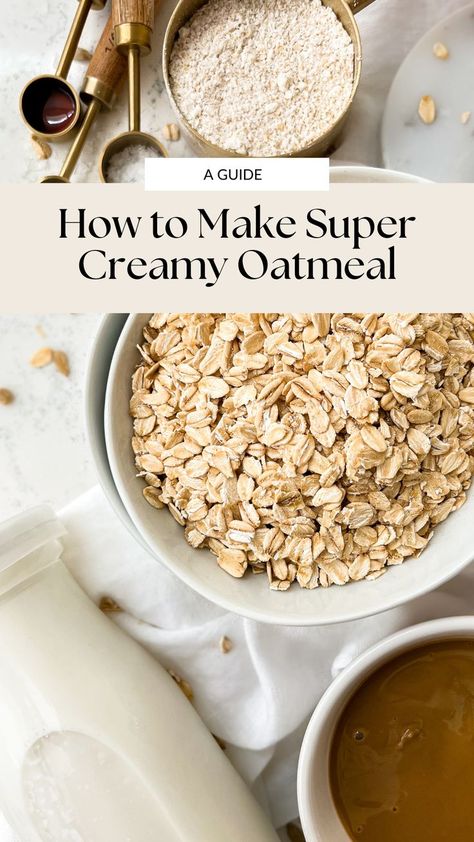 oats, milk bottle and other pantry ingredients lying on a white countertop Best Oatmeal Recipe, Oatmeal How To Make, Quick Oatmeal, Creamy Oatmeal, What Is Healthy Food, Cake Pizza, I Lost 100 Pounds, Breakfast Oatmeal Recipes, Healthy Food Menu