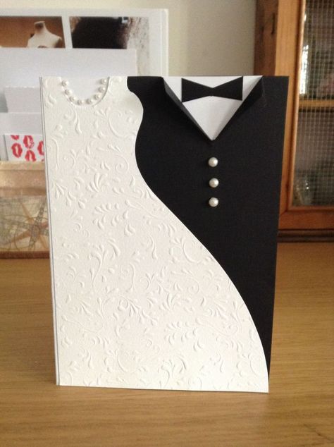 Wedding/Anniversary | I Played With Paper Today! Homemade Wedding Cards, Handmade Cards Diy, Wedding Card Diy, Wedding Cards Handmade, Handmade Wedding Invitations, Wedding Anniversary Cards, Engagement Cards, Black Suit, Special People