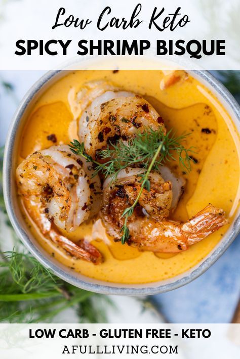 Shrimp Bisque Soup Recipes, Shrimp Bisque Recipe, Spicy Soup Recipes, Shrimp Soup Recipes, Bisque Soup Recipes, Shrimp Bisque, Creamy Seafood, Keto Seafood, Seafood Bisque