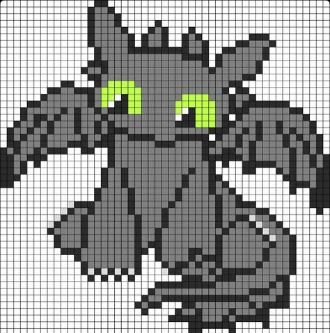 Toothless sprite grid Toothless Alpha Pattern, Toothless Cross Stitch, Toothless Alpha, Pixel Art Dragon, Toothless Pattern, Minecraft Pattern, Image Pixel Art, Dragon Toothless, Perler Beads Ideas