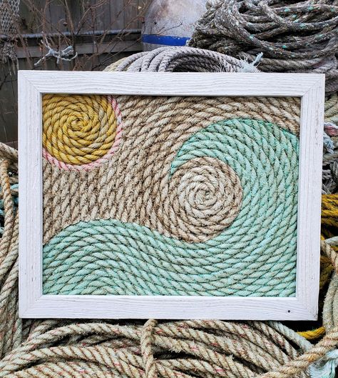 Rope Art from Found Ocean Trash Rope on Beaches in MA Ocean Trash, Rope Projects, Rope Decor, Nautical Crafts, Jute Crafts, Trash Art, Rope Crafts Diy, Rope Crafts, Art Ocean