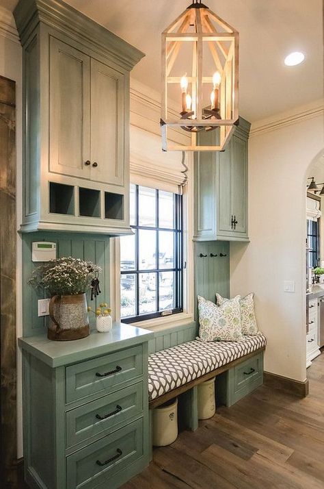 What's Up Wednesday - October + TBB Linkup Old Doors, Light Blue Kitchens, Laundry Room/mudroom, Blue Kitchen Cabinets, Mudroom Design, Lake House Plans, Farmhouse Style Kitchen, Blue Kitchens, Style Kitchen