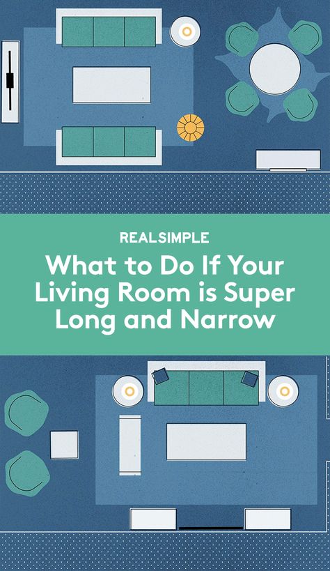 What to Do if Your Living Room is Super Long and Narrow | Divvy up the space to get the most out of the oddly shaped square footage. Opt for either two defined spots or a more fluid layout. Take a look at some ideas. Interior Art Deco, Long Narrow Living Room, Dining Room Layout, Rectangular Living Rooms, Long Living Room, Narrow Living Room, Living Room Layout, Living Room Furniture Layout, Lounge Ideas