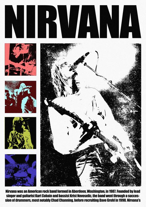 nirvana Vintage Posters Nirvana, Vintage Metal Posters, Best Room Posters, Vintage Nirvana Poster, Nirvana Poster Prints, Aesthetic Nirvana Poster, Aesthetic Posters For Bedroom Vintage, Rock Band Concert Poster, 90s Bands Posters