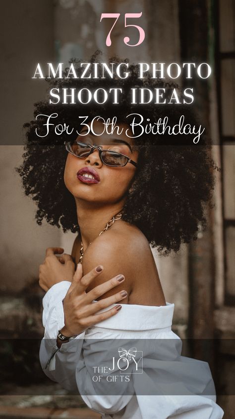 Need inspiration for an epic birthday photo shoot? See a ton of creative photoshoot ideas for your 30th birthday on The Joy of Gifts! You'll find fantasy birthday photoshoot themes, fun birthday photo ideas with friends and family, and great shots you can take with your birthday cake and balloons! Birthday Photoshoot Ideas For Women 36, 30th Birthday Looks For Black Women, 30th Birthday Photoshoot Themes, 30th Birthday Pictorial Ideas, 30 Pictures Birthday, 33th Birthday Photoshoot Ideas, Thirty Fine Birthday Photoshoot, Birthday Pictures For Adults, 29 Birthday Ideas For Women Photoshoot