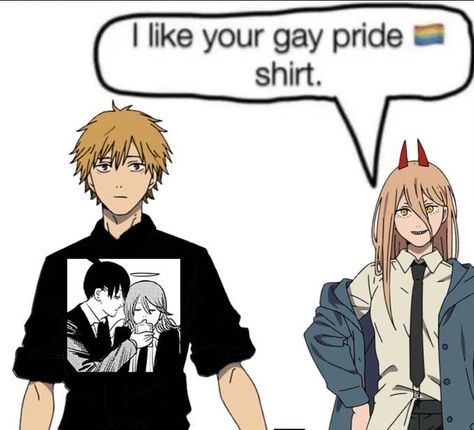 Denji Csm, Power Denji, Power Chainsawman, Black Dudes, Denji Power, Gay Icon, Black Dude, Gay Pride Shirts, Man Icon