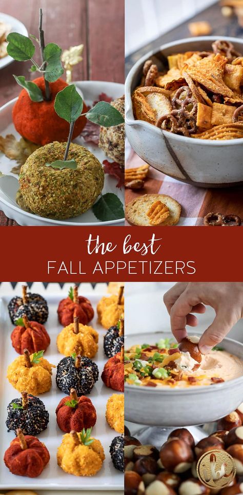 The Best Fall Appetizer Recipes #fall #appetizer #recipes #pumpkin #cozy #autumn #entertaining #snacks #fallrecipes #dips #appetizerdip #cheeseball Autumn Themed Appetizers, Best Fall Dips, Fall Wine Tasting Party Ideas, Easy Fall Recipes Appetizers, Fall Pot Luck Ideas, Fall Themed Appetizers, Fall Appetizer Recipes, Fall Finger Foods, Autumn Entertaining