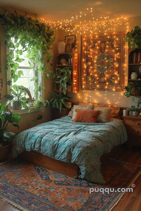 Cozy Bedroom On A Budget, Whimsigoth Dorm Room Ideas, Whimsigoth Room Decor Ideas, Witchy Bedrooms, Bronx Bedroom, Bedroom Aesthetic Bohemian, Boho Witchy Bedroom, Chic Boho Bedroom, Ideas Dormitorio