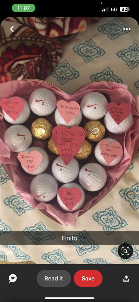 Boyfriends 27th Birthday Ideas, Golf Themed Valentines Day Gift, Golf Boyfriend Gift Ideas, One Year Basket For Boyfriend, Golf Valentines Boxes, Cute Golf Gifts For Boyfriend, Golf Bf Gifts, Golf Ball Gift Ideas, Golf Gift Ideas For Boyfriend