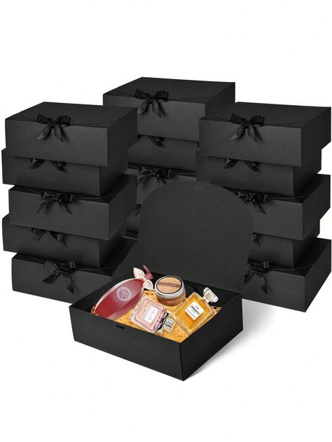 10 Pieces Black Gift Box With Lid, Party Gift Decoration, 10.6 Inch*7.8 Inch*3.15 Inch Black Gift Box With Ribbon, Bridesmaid Proposal Box, Wedding Decoration Gift Box, Mother's Day Gift, Packaging, Birthday, Cupcake Box, DIY Making, Beauty StorageI discovered amazing products on SHEIN.com, come check them out! Groomsman Proposal Box, Boxes With Lids, Gift Box With Ribbon, Gift Boxes With Lids, Box With Ribbon, Birthday Gift Bags, Birthday Gift Baskets, Party Box, Groomsmen Proposal