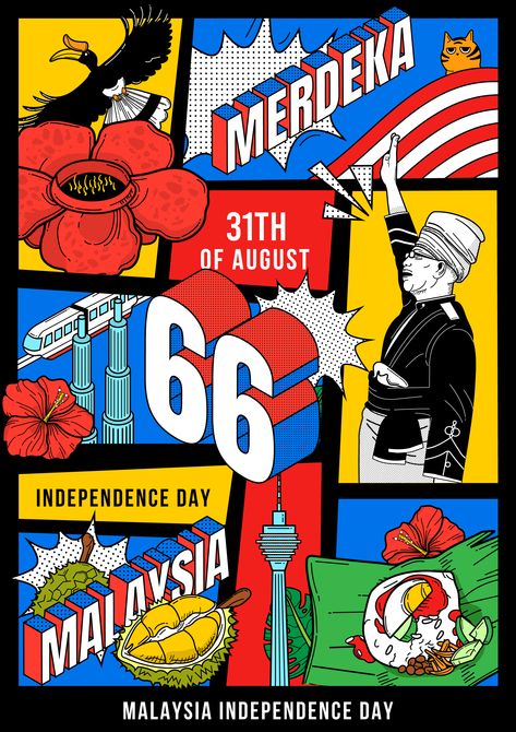 Digital Art Poster Illustrations, Tema Kemerdekaan Malaysia 2024, Independence Day Poster Malaysia, Poster Doodles Ideas, Doodle Art Graphic Design, Malaysia Graphic Design, Poster Kebudayaan Malaysia, Poster Merdeka 2024, Merdeka Day Poster