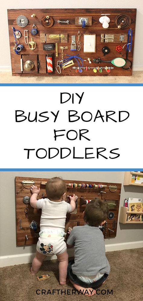 Homemade Busy Board, Baby Activity Board, Diy Toddler Toys, Diy Busy Board, Diy Sensory Board, Toddler Activity Board, Busy Board Baby, Diy Montessori, Busy Boards