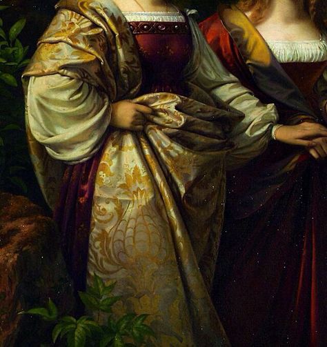 "Torquato Tasso and the Two Leonores" (1839) (detail) by Karl Ferdinand Sohn (1805-1867) Historical Art, Plum Leaves, San Vitale, Pre Raphaelite Art, Medieval Aesthetic, Rennaissance Art, Classic Portraits, Historical Painting, Elegant Art