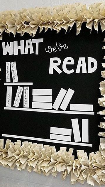 What Teachers Are Reading Bulletin Board, College Classroom Decoration Ideas, English Department Bulletin Board, English Teacher Bulletin Boards High School, Book Club Bulletin Board, English Literature Classroom Decor, Ela Door Decorations Middle School, High School Display Boards, High School Teacher Room