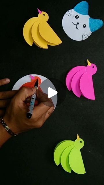 Easy Art And Craft For Kindergarten, Tela, Natal, Creative Activity For Preschoolers, 3d Bird Paper Craft, Origami Ideas For Kids, Easy Art Activities For Preschoolers, Origami Activity For Kids, Bird Making Paper Crafts