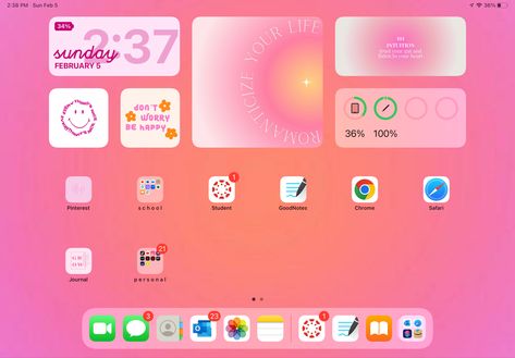 Preppy Widgets For Ipad, Cute Widgets For Ipad, Aesthetic I Pad Organization, Preppy Ipad Lockscreen, Ipad Air Wallpaper Pink, Wallpaper Aesthetic Ipad Air, Preppy Ipad Layout, Asthetic Ipad Organization, Ipad Costumization Ideas