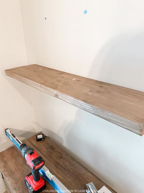 Easy and Inexpensive DIY Floating Shelves | Love, Grace Designs Floating Shelves Across Entire Wall, Floating Thick Shelves, Make Floating Shelf, Floating Shelves Bedroom Wood, Cheap Wall Shelves Diy, 12 Inch Deep Floating Shelves, Best Wood For Floating Shelves, Wood For Floating Shelves, 2x4 Floating Shelves