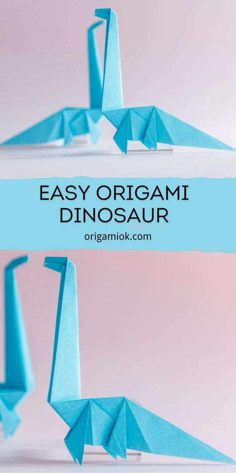 Easy Origami Dinosaur Origami Dinosaur Step By Step, Paper Craft Dinosaur, Cute Animal Origami, Origami Animals Step By Step, Origami Dinosaur Easy, Origami Animals Tutorial, Cute Origami Step By Step, Dino Origami, Origami Instructions Step By Step