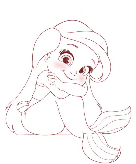 Princess Cartoon Drawing, Disney Line Art, Drawing Princess, Ariel Tattoo, Kertas Kerja Prasekolah, Princess Drawing, Disney Character Drawings, Easy Disney Drawings, Disney Drawings Sketches