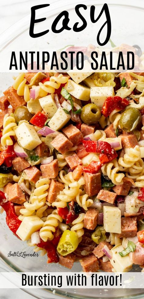 Easy Antipasto Salad Simple, Veggie Antipasto Salad, Antipasto Pasta Salad Recipes, Antipasto Pasta Salad Italian, Anti Pasta Salad Antipasto, Pasta Salad With Salami And Cheese, Pasta With Salami Recipe, Salami Pasta Salad Recipes, Antipasta Salads With Pasta