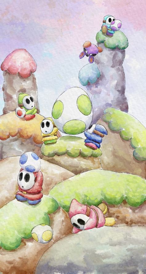 Shy Guy Wallpaper Iphone, Shy Guy Painting, Shyguy Mario Art, Shy Guy Mario Fanart, Shy Guy Drawing, Shy Guy Art, Shy Guy Fanart, Shy Guy Wallpaper, Shy Guy Aesthetic