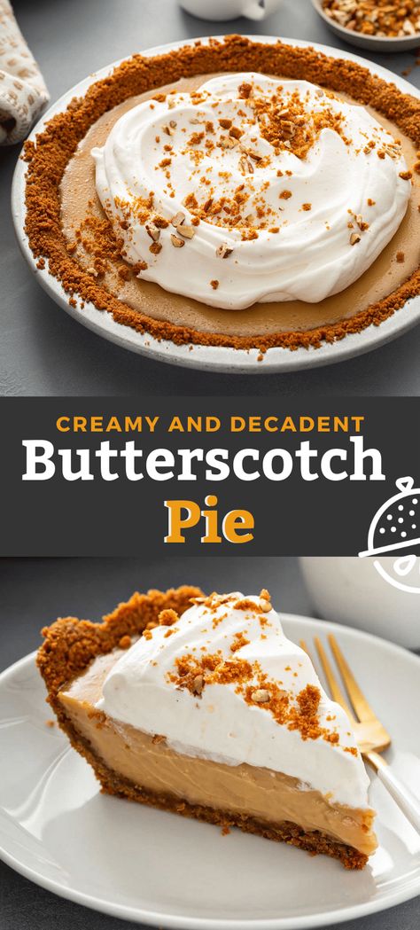 Homemade Pudding Pie Recipes, Pie, Best Butterscotch Pie Recipe, Butterscotch Mousse Recipe, Butterscotch Cream Cheese Pie, Butterscotch Pie Pudding, Best Cream Pie Recipes, Butterscotch Pie With Jello Pudding, Butterscotch Cool Whip Pie