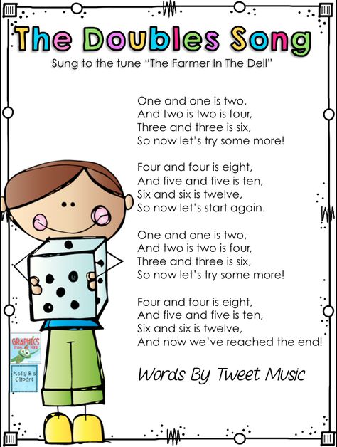 Traditional nursery rhymes like Twinkle, Twinkle Little Star and Humpty Dumpty have been around for hundreds... Doubles Addition Song, Doubles Math, Math Poems, Doubles Song, Math Doubles, Learning Songs, Math Songs, Doubles Facts, Traditional Nursery