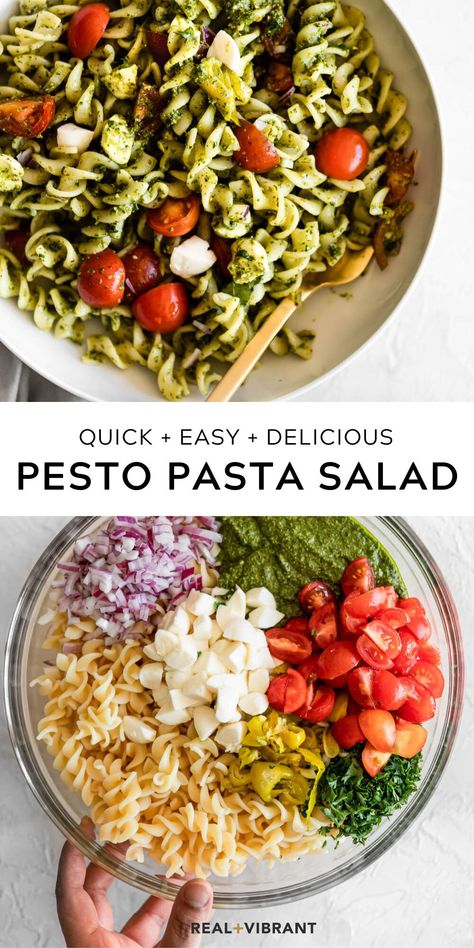 Pasta Sala, Resep Pasta, Cold Pasta Salad Recipes, Plats Healthy, Resep Salad, Pesto Pasta Salad, Easy Pasta Salad Recipe, Salad Pasta, Veggie Delight